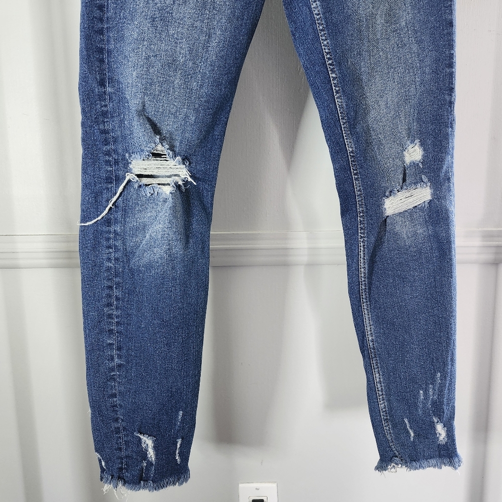 Zara Basic Dark Blue Medium Distressed Skinny Jea… - image 5